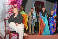 Image of men worshipping with banners P121