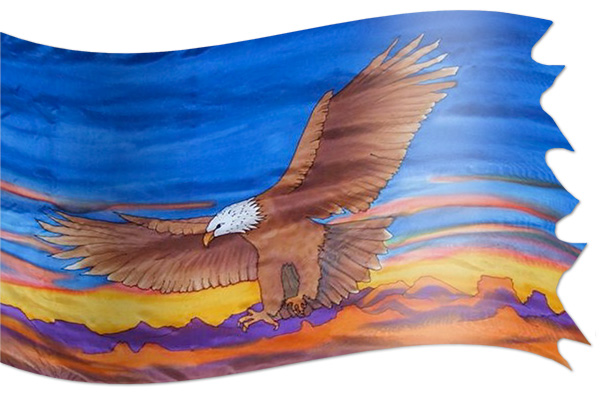The design ‘Eagle - Descending in War’ in hand-crafted silk