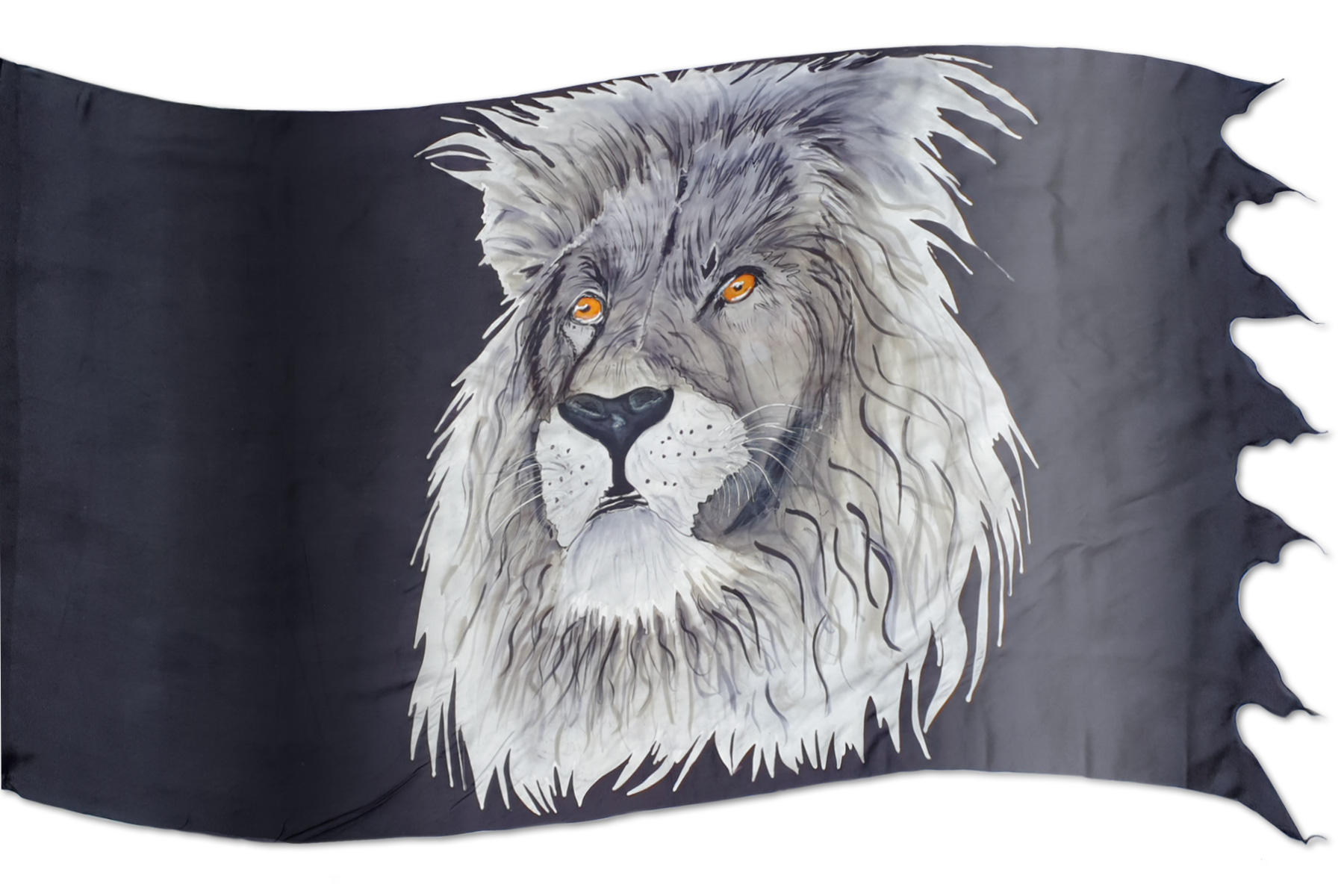 The design ‘Lion of Judah Our Defence’ in hand-crafted silk