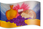 Hand painted silk: The Bread and The Wine Design